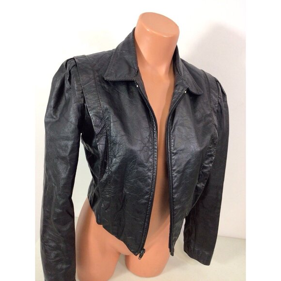 Fidelity Vintage Crop Leather Jacket 80’s Style Womens 10 - Picture 2 of 7